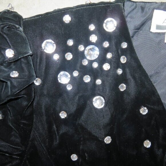 Argenti Notte Rhinestone Embellished Black Velvet Evening Jacket size Large - Picture 9 of 10